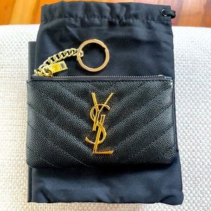 Saint Laurent Grained card/key pouch